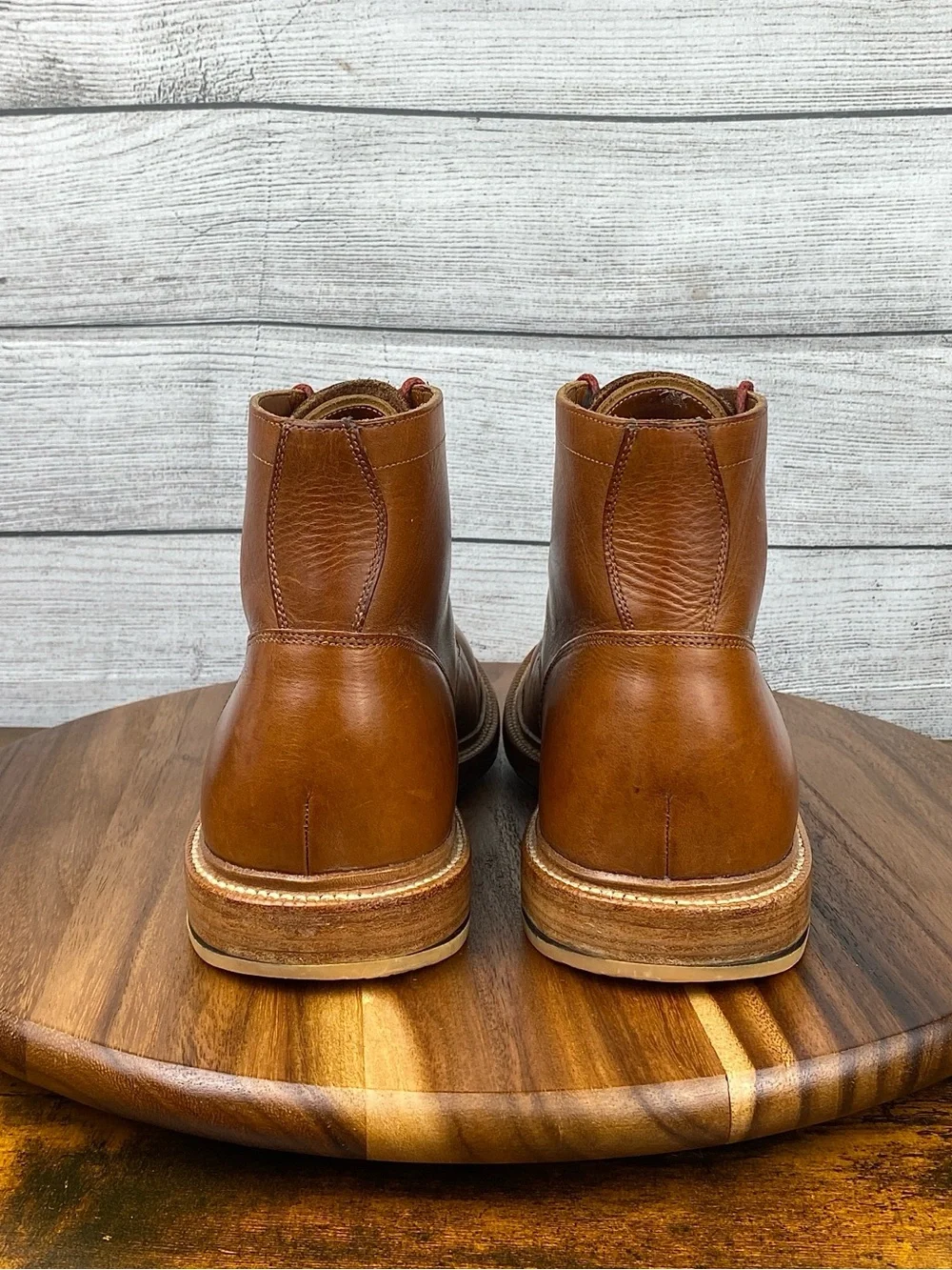 Grant Stone Diesel Saddle Tan Leather Plain Toe Boot Men’s Size 10 D